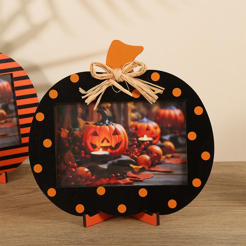 Halloween Wooden Photo Frame Ornament Perfect Party Decor And Photo Prop - Festive Durable Ideal For Halloween Celebrations