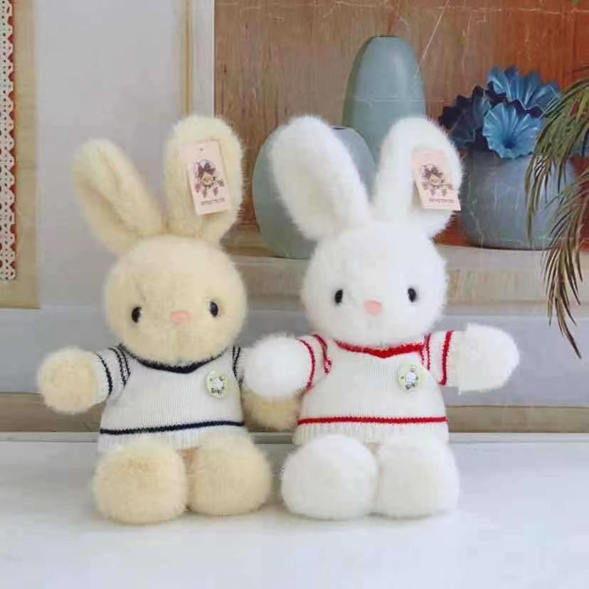 Cute Little White Rabbit Plush Toy Floral Skirt Rabbit Doll Grab Machine Doll Girl Birthday Gift