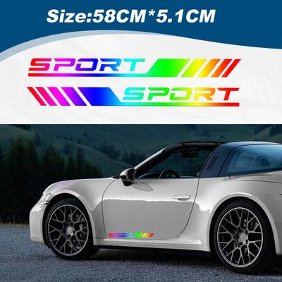 2pcs Car Exterior Decor Accessories Car Body Sport Stickers Decorative Decal Car Door Emblem Badge Reflective Strip Stickers