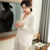 Ice Silk Suit Women French Vintage Elegant Pajama Chic Solid Simple Long-sleeved Trousers Autumn Princess Style Home Wear Two-piece Suit Clothes Chic
