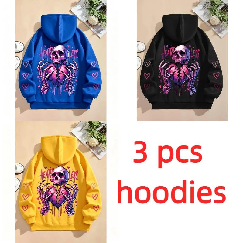 Hoodies for Boys Girls Casual Sweatshirt Kids Clothes Tops Long Sleeve Hoodie Shattered Love Skull Printed Hooded Pullover