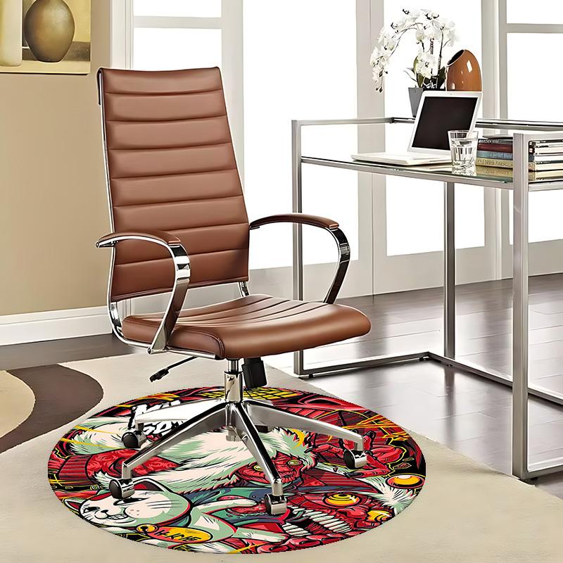 

1pc Anime Cat & Demon Round Carpet - Office Chair Mat, Non-Slip Rug for Home Decor 80cm