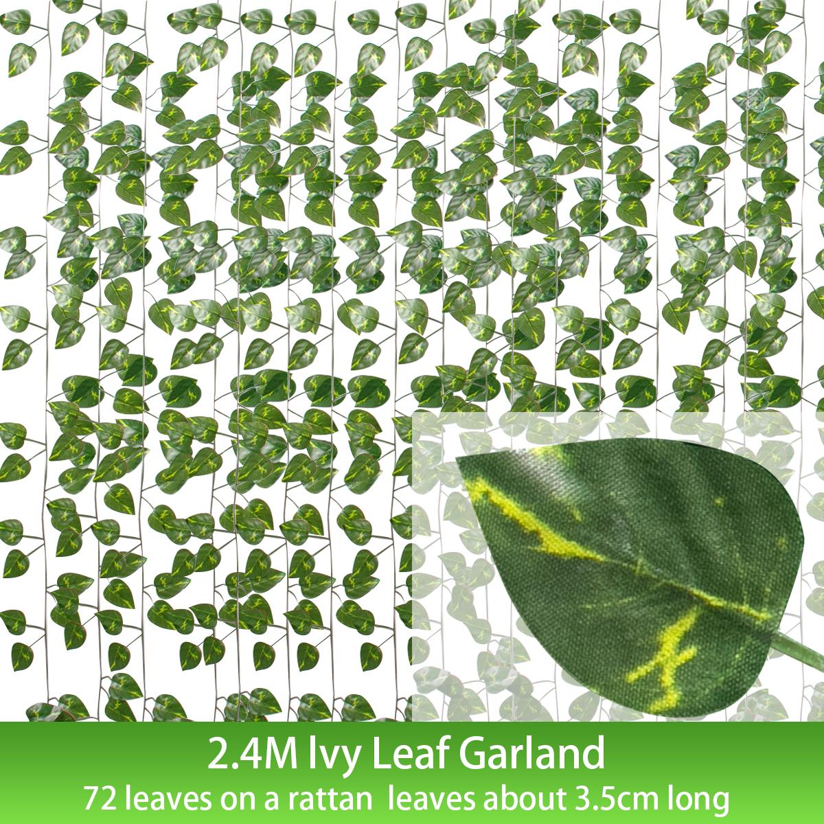 

2.4M Искусственная лоза плюща Растение Зеленые листья Настенная подвесная гирлянда Свадебная вечеринка Домашний сад Украшение Искусственная листва Ротанговый венок