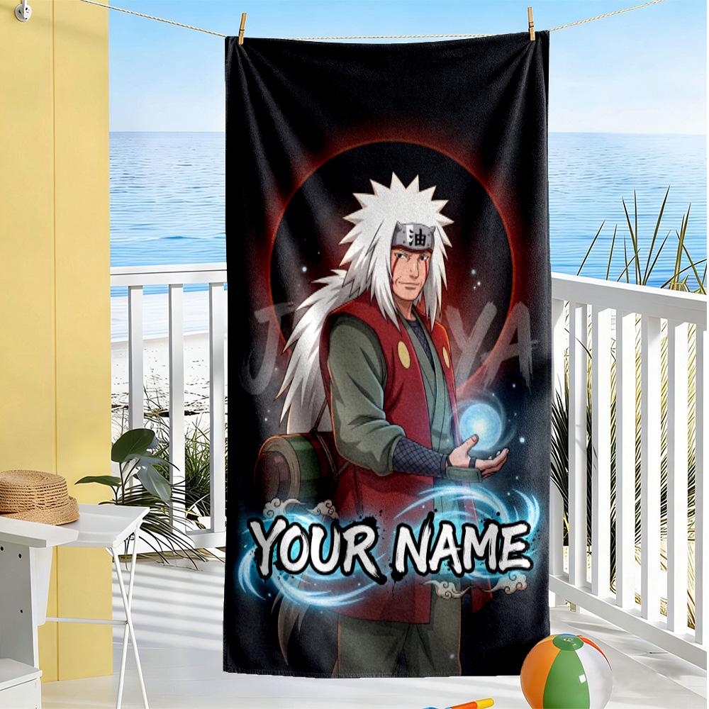 Naruto Character Customize Text Beach Towel Super Soft & Absorbent Portable for SwimmingBeachCamping Travel Beach AccessoriesGym