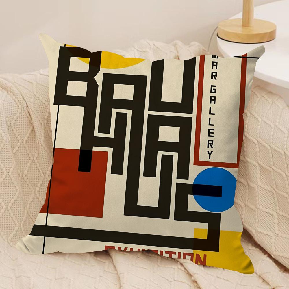 Bauhaus Trendy Lines Cushion Cover Silky Short Plush Invisible Zipper Dustproof Sofa Pillow Case for Home Decor
