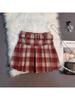 High-Waisted Plaid Woolen Pleated Skirt - Women's A-Line Autumn/Winter 2025 Academy Style