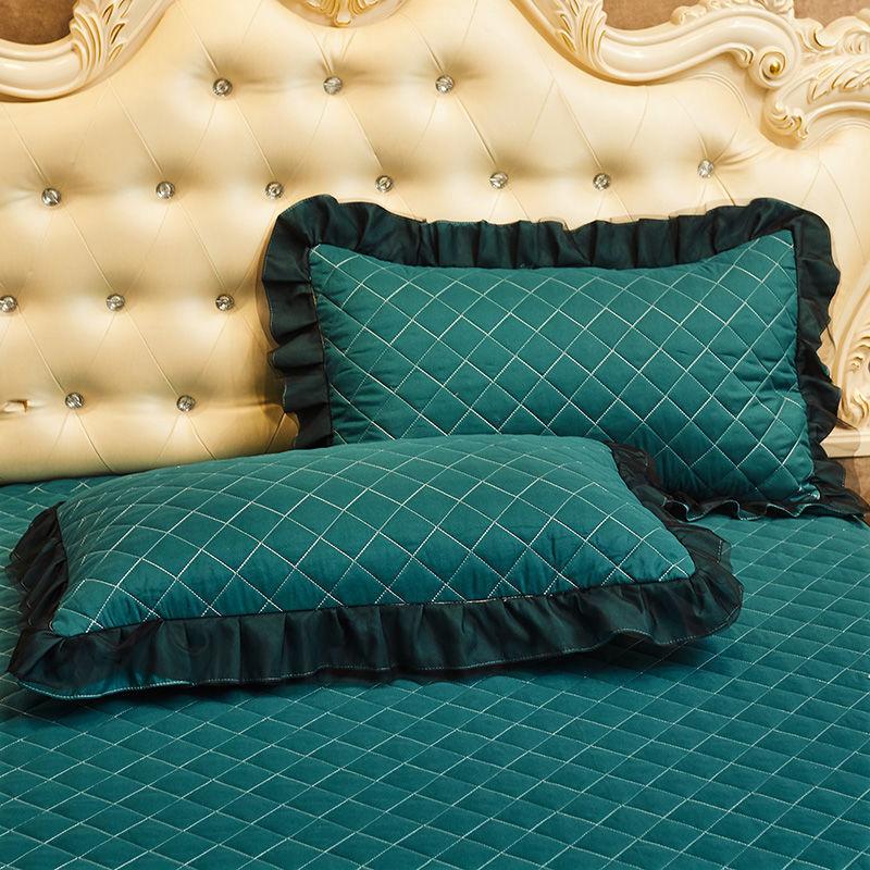 Cotton Pillowcase Lace A Pair of Solid Color Thick Quilted Household Pillowcase Leather Universal Winter