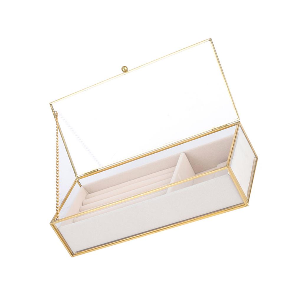 Multifuntional Glass Jewelry Chest Jewelry Case with Lid Glass Jewelry Box for Elegant Presentation of Own Adornments