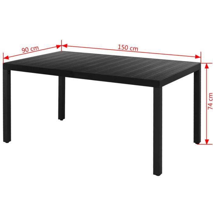 Garden Table - VIDAXL - Black - Aluminium - WPC - 150 X 90 X 74 Cm