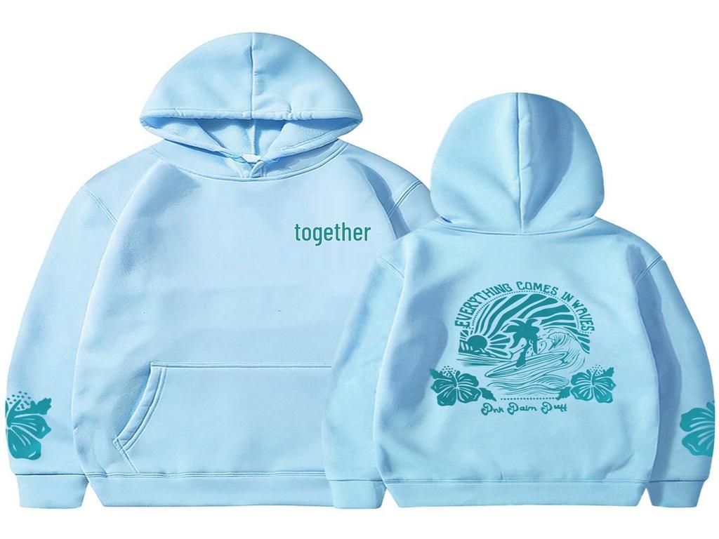 Women's "Everything Comes In Waves" Velvet Hoodie Sweatshirt