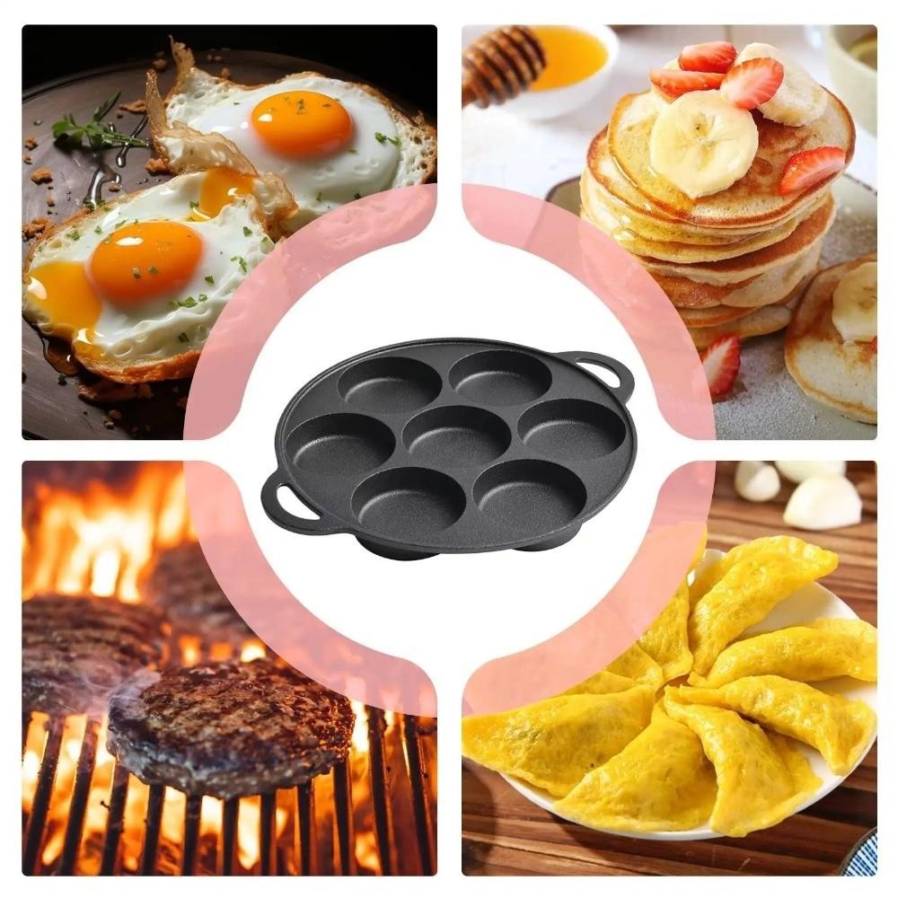 Cast Iron Cast Iron Pancake Pan 7-Hole Grilling Frying  for Breakfast Crepe Steak Pizza Baking