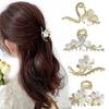 Exquisite Cat's Eye Flower Hair Clip for Women - Medium Size Alloy Claw for Spring & Summer