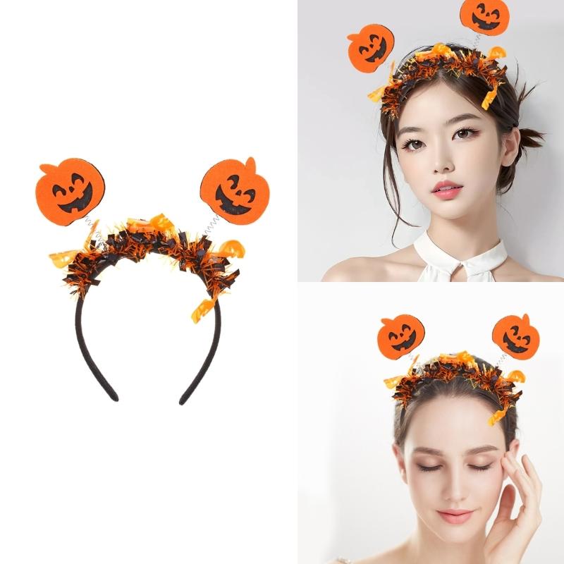 Smiling Pumpkin Halloween Headband Funny Cosplay Party Headwear Hair Hoop Funny Headband Halloween Dress Up