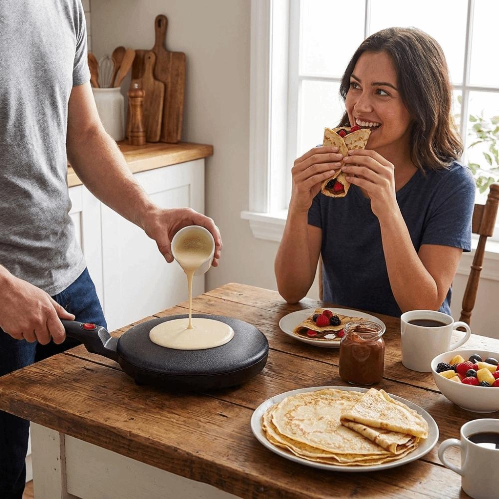 Macchina per Crêpes Elettrica con Superficie Liscia per Ristorazione Commerciale su Piccola Scala US/UK/EU
