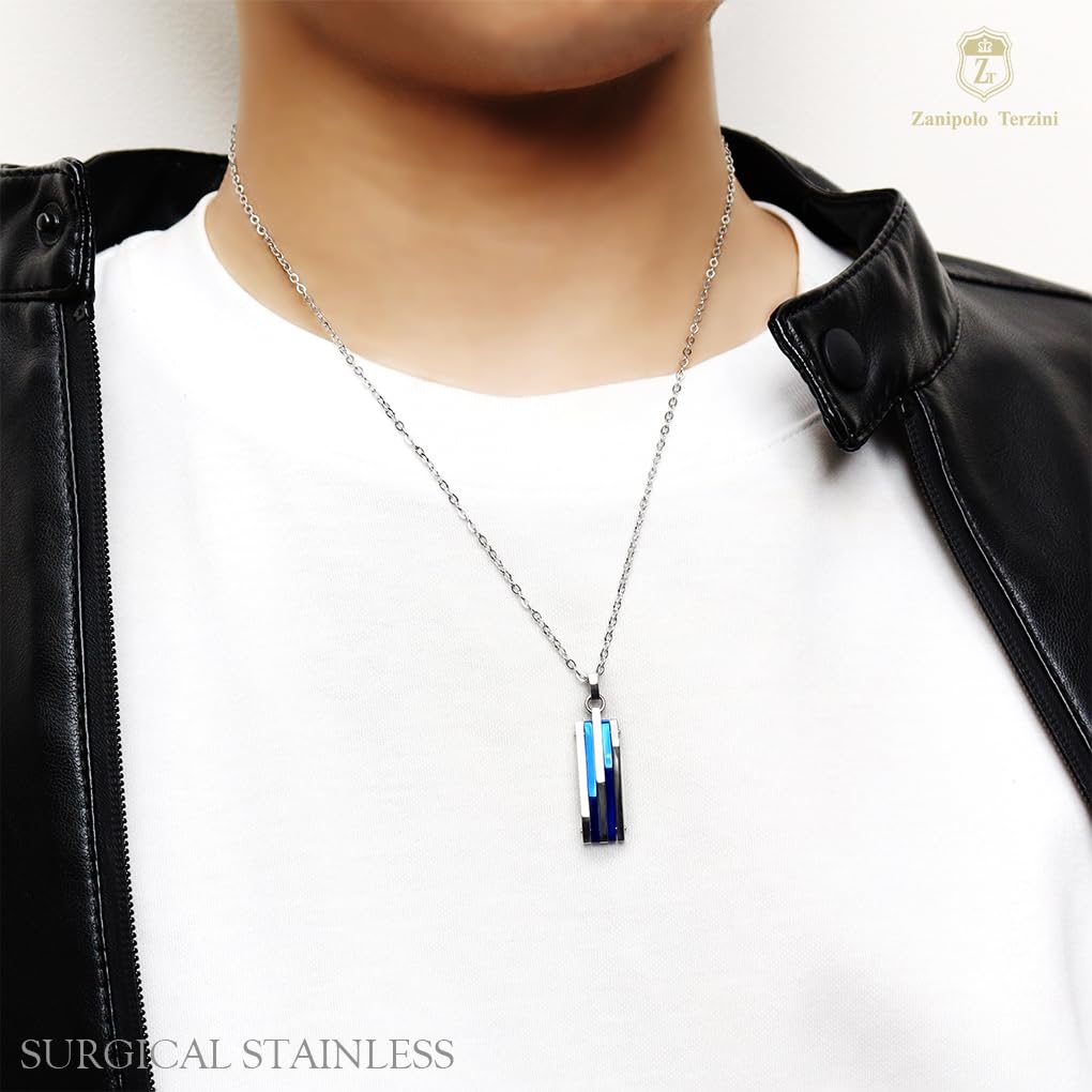 Zanipolo Terzini Men's Stainless Steel Necklace, Surgical Stainless Steel, Simple Plate, Hypoallergenic