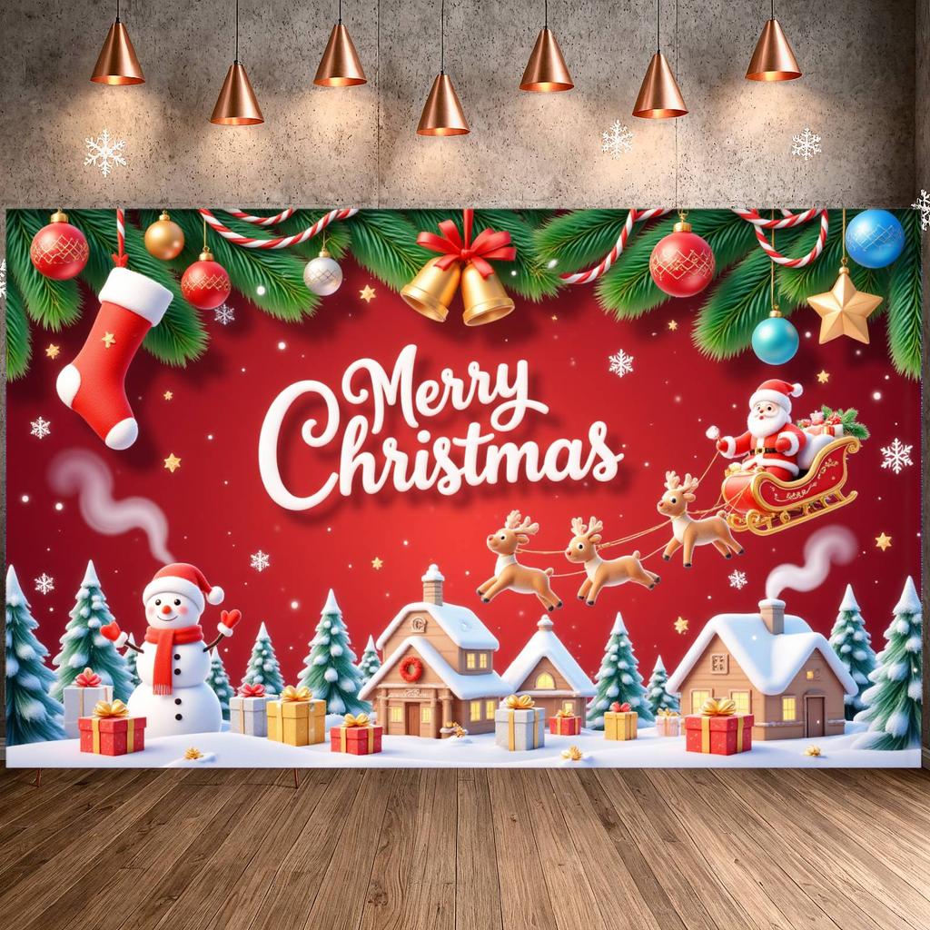 Christmas Banner Santa Claus Design Xmas Decor Banner Holiday Banner Festive  For Christmas Eve Home Decoration Indoor