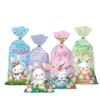50pcs Happy Easter Plastic Candy Bags Little Bunny Colorful Balloon Gift Packing Bag Easter Egg Pattern Biscuits Wrapping Bag