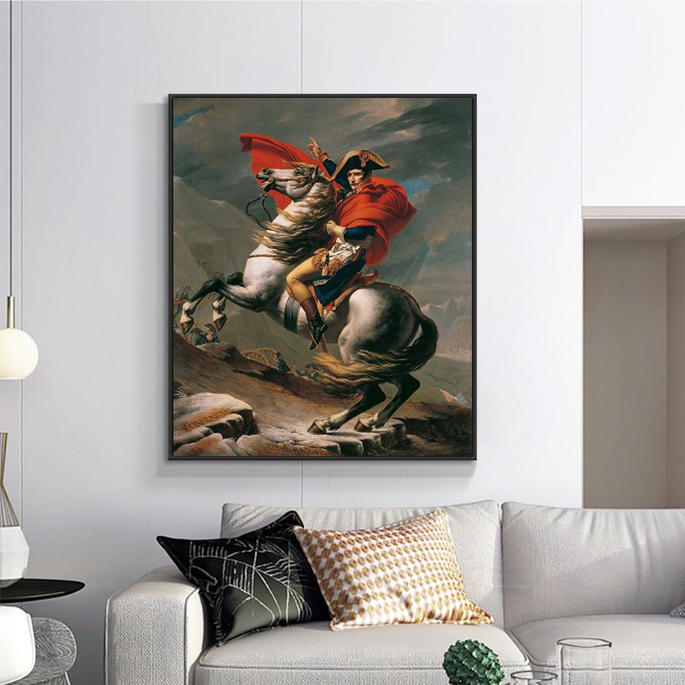 Napoleon by Louis David Painting Canvas Print Vintage Wall Art Poster Equestrian Alps Picture for Living Room Home Decor Cuadros