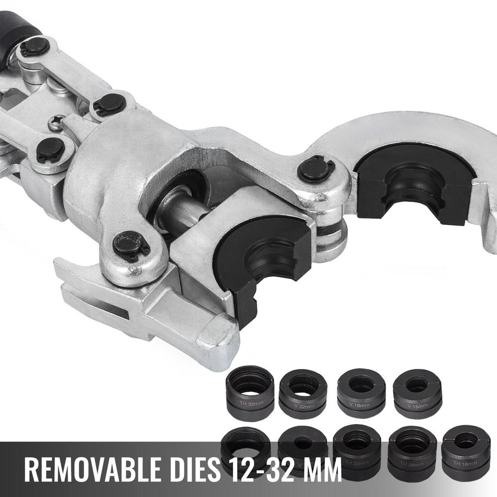 6T Hydraulic Crimping Tool V12-28mm TH16-32mm Press Pliers, V-shaped/TH-Shaped Pipe Crimping Pliers, Jaws 360° Head Hand-Held Press Pliers PE-X