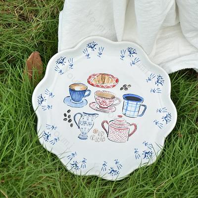 Niedlicher Keramikteller im französischen Stil, hochwertiger Kaffeeladen-Nachmittagstee, exquisiter Dessertteller, köstliche Pasta-Essteller für zu Hause