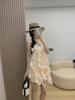 Summer new short skirt seaside vacation wind suspender irregular French sweet pink women's dress