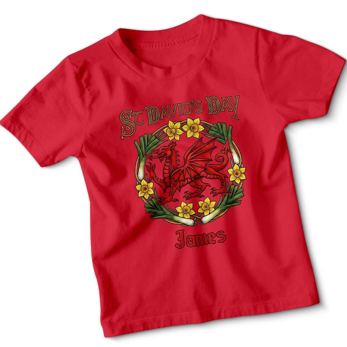 St Davids Day Welsh Dragon Baby TTshirt Cymru Leek Daffodil Toddler Boys Girls 2XL