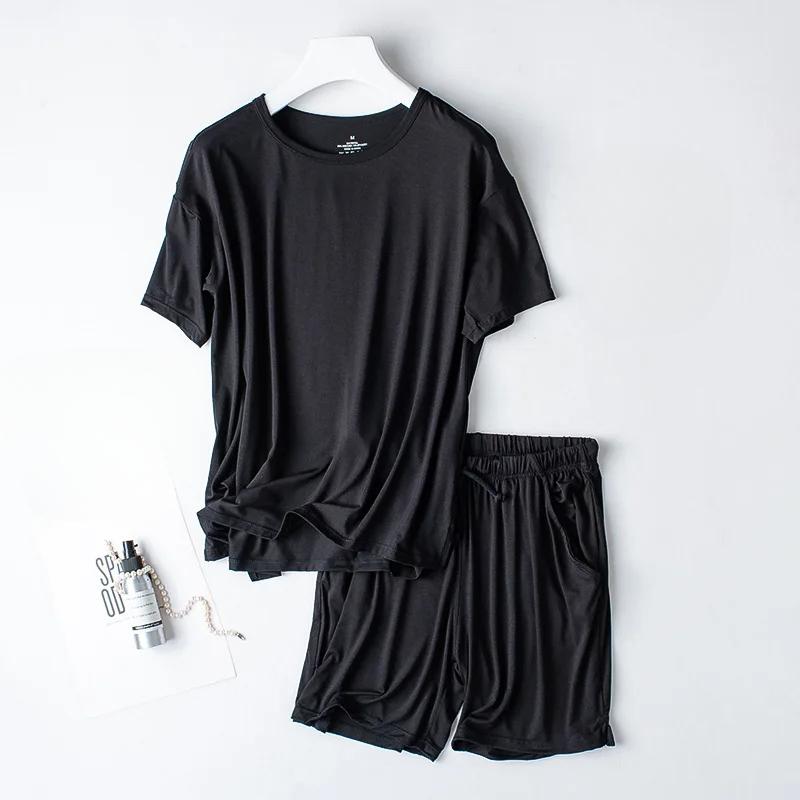 Summer New Pajama Set Women's Modal Short Sleeve Shorts Two Piece Set Ladies Solid Loose Large T-shirt Homewear Women Shirt