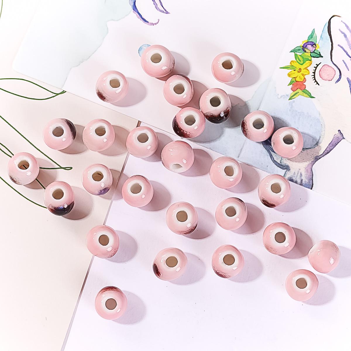 

Розовые керамические бусины в стиле ретро с росписью в виде тюльпанов и бабочек для изготовления браслетов и ожерелий своими руками