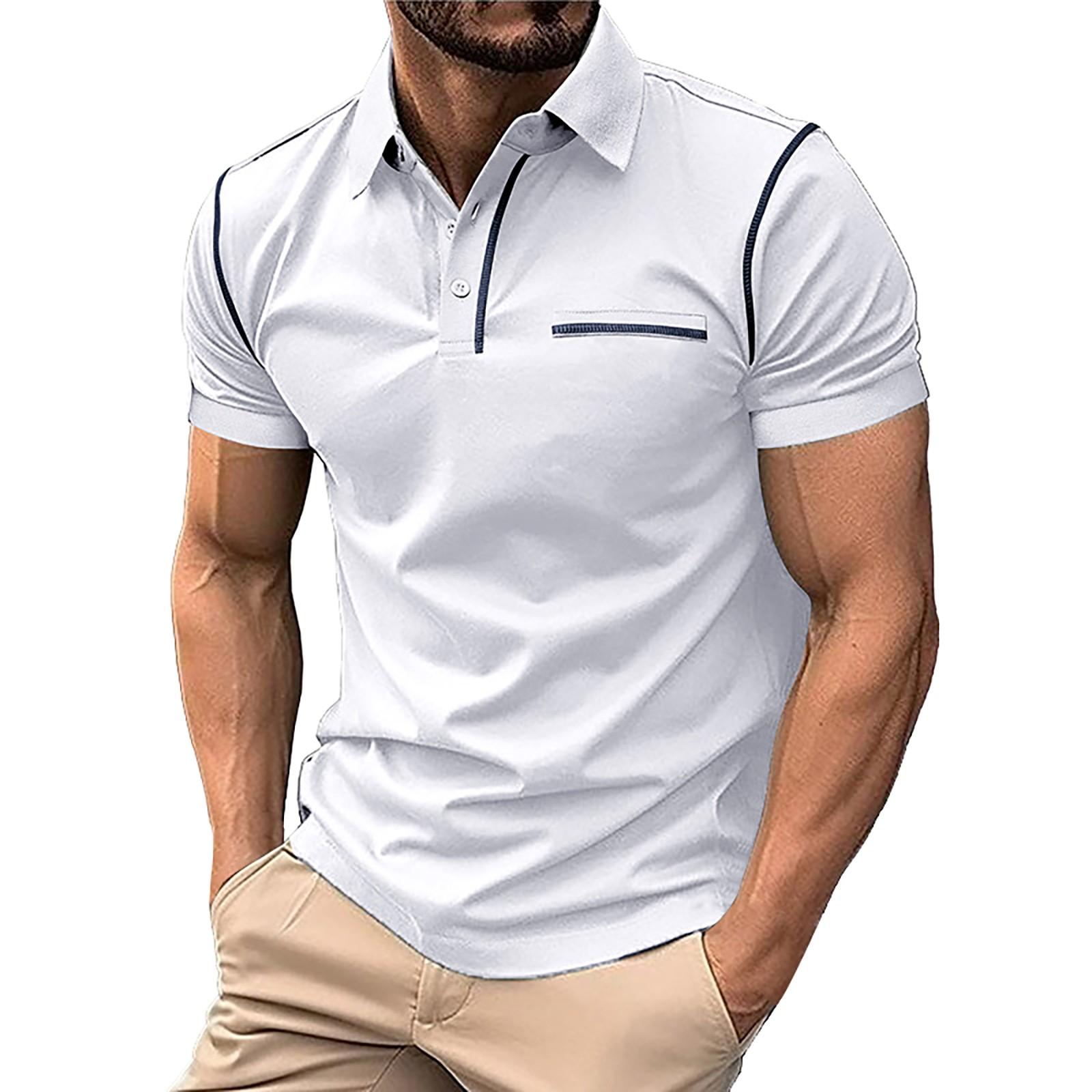 

Мужские повседневные деловые однотонные рубашки с лацканами Мужские рубашки с пуговицами с принтом L белый