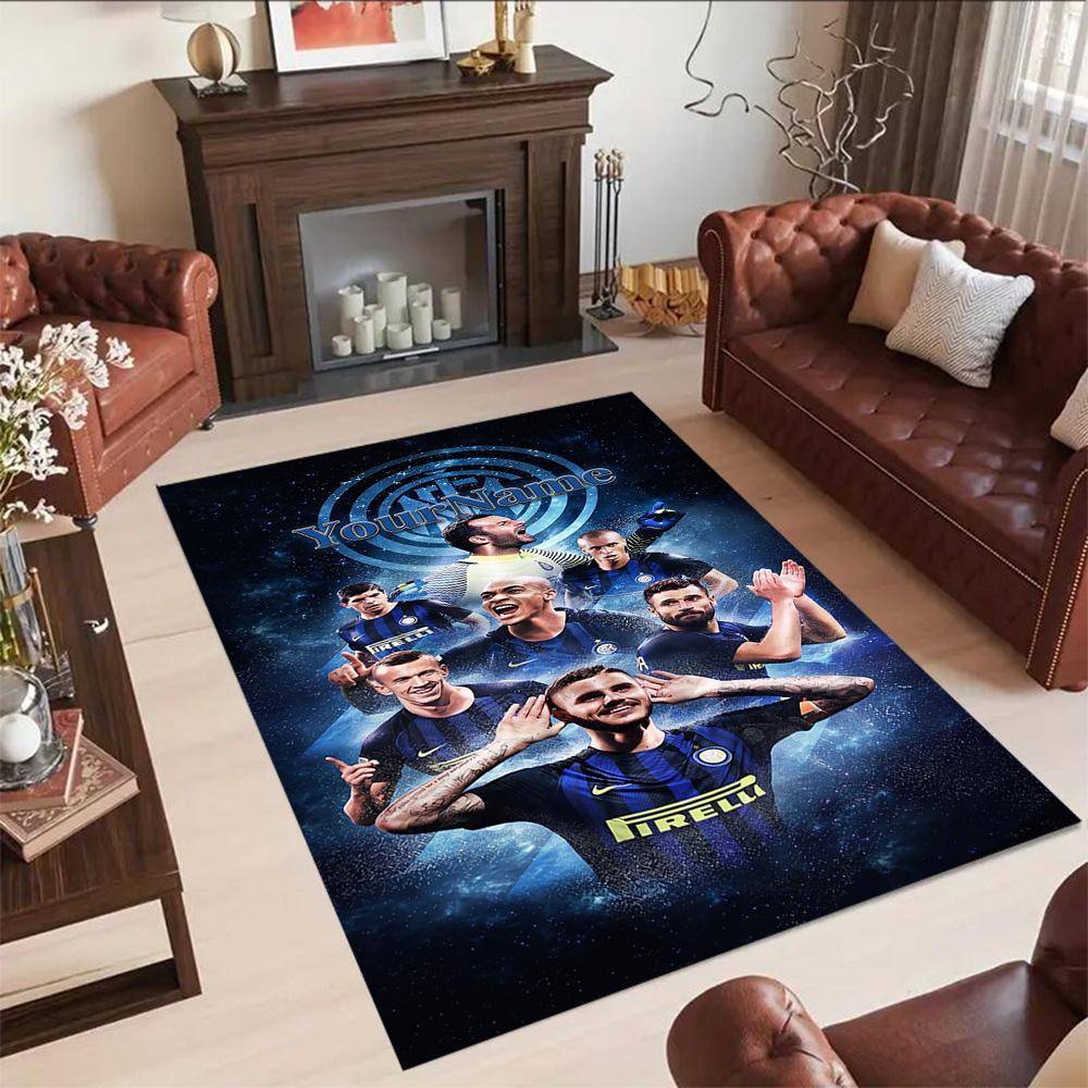 Inter Milan Customize Text Area Rug Design for Balcony Dining Room Foyer Entryway Antislip Carpet Anime Office Decor Birthday/Christmas Gift