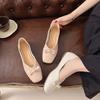 Fashion Elegant Bow Designed Square Head Casual Mary Jane Flats for Women New Autumn 2025 Shallow Mouth Comfortable Slip on Single Shoes