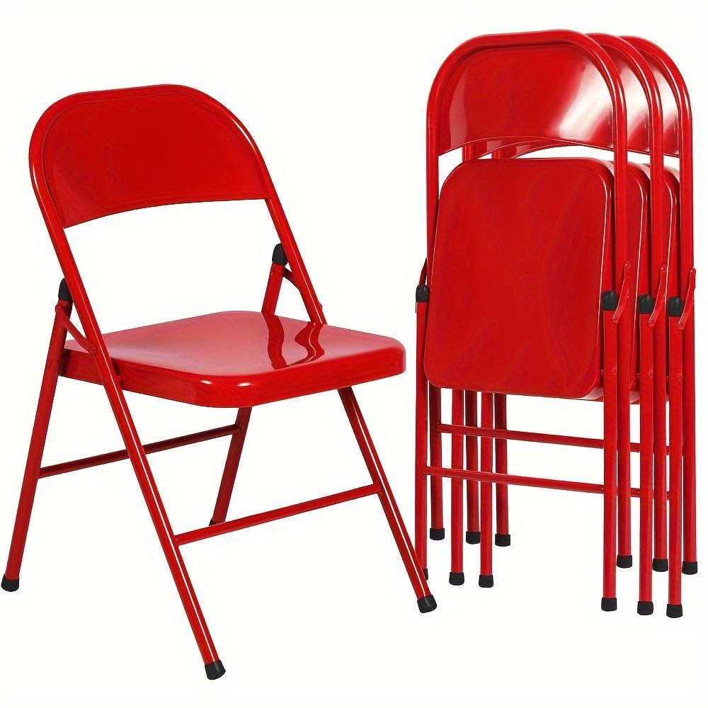 4pcs All-steel Metal Backrest Folding Chairs Portable Home Living Room Dormitory Office Fold Chairs Macaron-color Outdoor Chairs