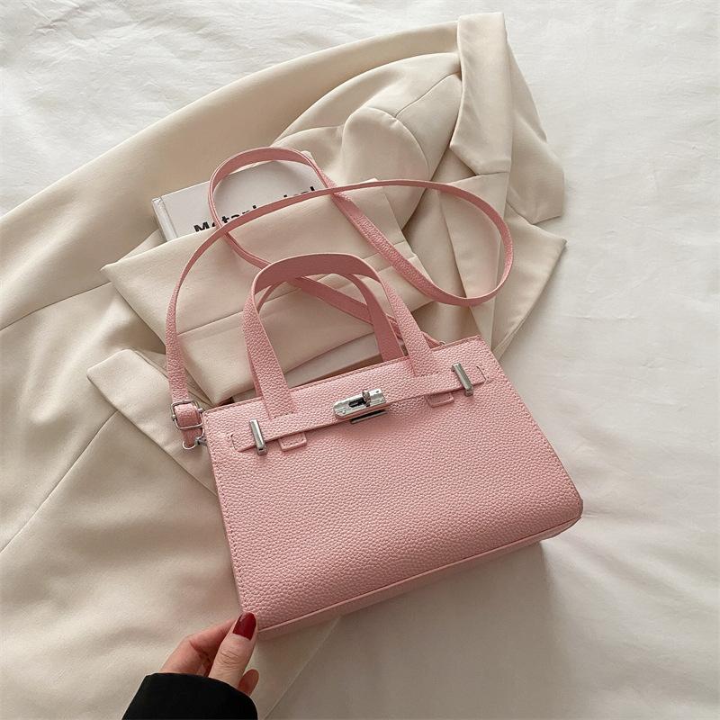 High-end Niche Lychee Pattern Platinum Bag Women's Bag 2025 Spring New Fashion Versatile Shoulder Messenger Bag