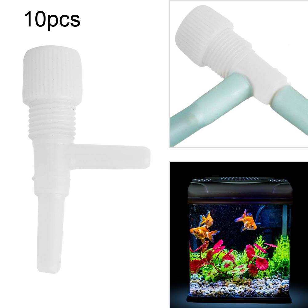 10Pcs Plastic Aquarium Fish 3 Way Pump Control Valves (White)