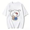 2026 New Kitty X Shinchan Print TShirt Cute Sanrio Loose Fit Casual Tee Harajuku Style Short Sleeve Top Couple Clothing Unisex