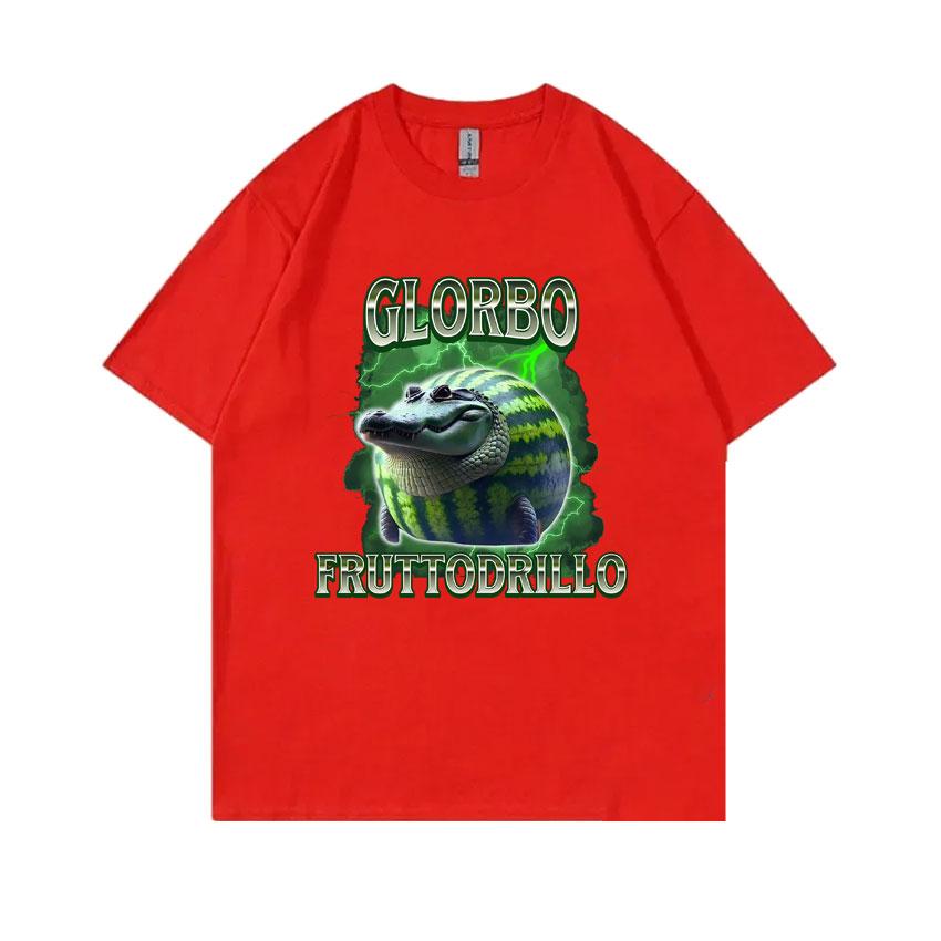 Italian Brainrot Glorbo Fruttodrillo T Shirts Watermelon Crocodile Funny Meme T-shirt Summer Men Women Fashion Oversized Tops