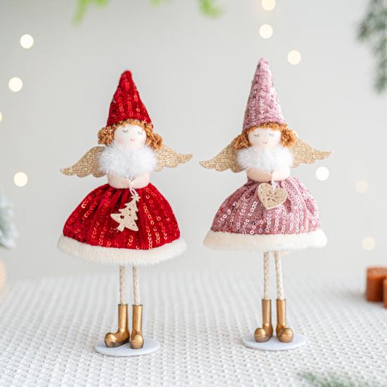 Christmas Angel Doll Ornament Handcrafted Fabric Angel Doll Plush Fairy Elf Figurine for Christmas Party New Year Birthday Wedding Decor