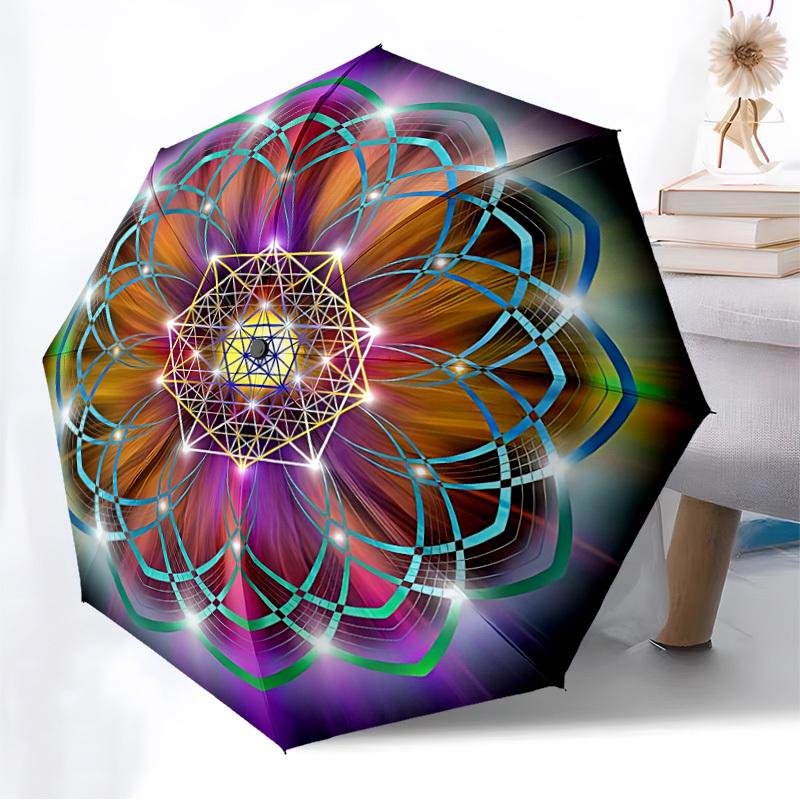 1pc Mandala Art Automatic Folding Umbrella, Casual Outdoor Accessory, Birthday Festival Gift yy251126094