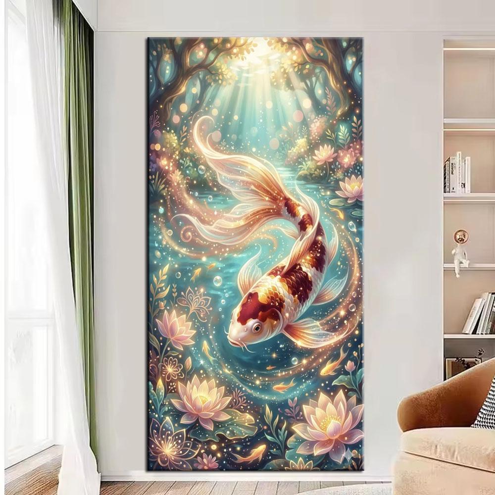 Beautiful Koi Fish and Flowers Picture DIY Diamond Painting Cross Stitch Full Drills Diamond Mosaic New Collection Home Decor
