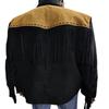 Men's Black & Brown Genuine Suede Leather Fringe Jacket, Western Style Fringe Jacket, Cowboy Jacket, Men Fringed Jacket, Gift For Him
