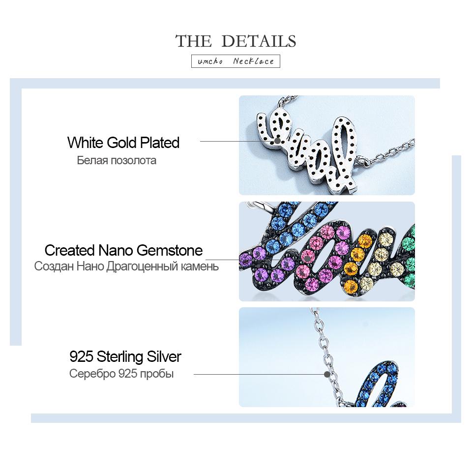 Umcho Bunte Edelstein LOVE Alphabet Sterling Silber Choker Statement Halskette Damen Silber 925 Schmuck