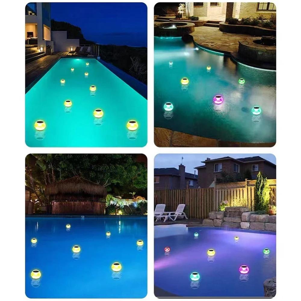 Solar Water Floating Lamp Floating Pool Light Color Changing Pool Landscape Lamp IP65 Waterproof Last Up To12H for Swimming Pool