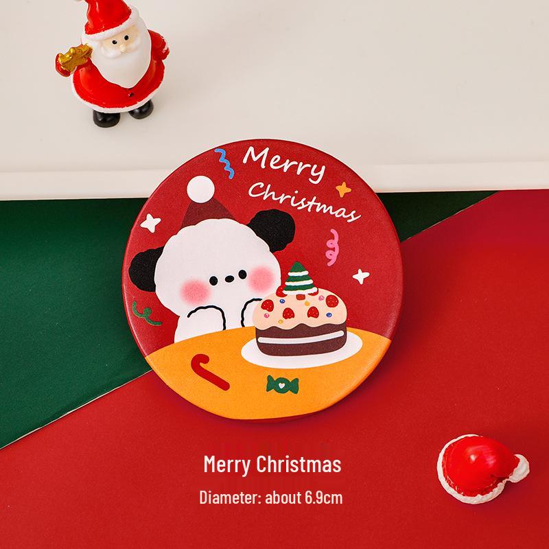 Portable Cartoon Christmas Mirror - Compact Cute Makeup Gift for Students