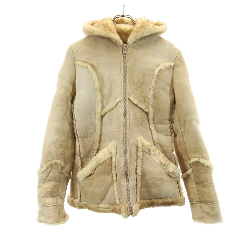Wilsowo 70s 80s vintage Genuine leather mouton leather jacket beige Bore Men's Used