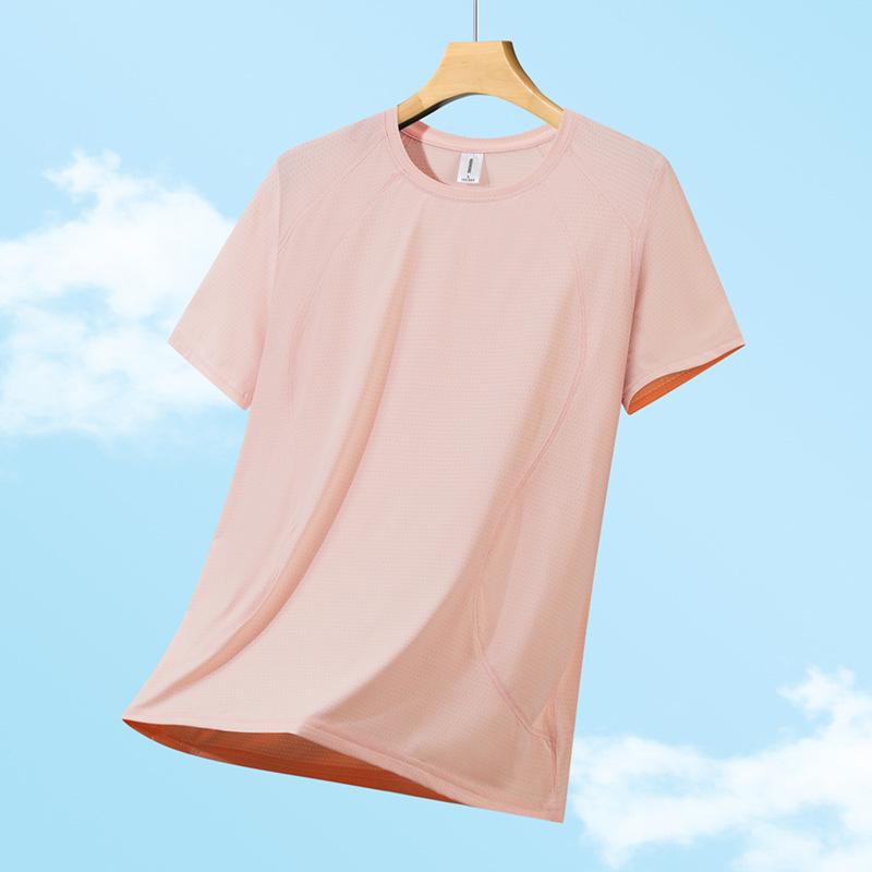 Women's Quick-Dry Ice Silk Short Sleeve T-Shirt: Breathable, Lightweight & Cool for Outdoor Casual Fitness