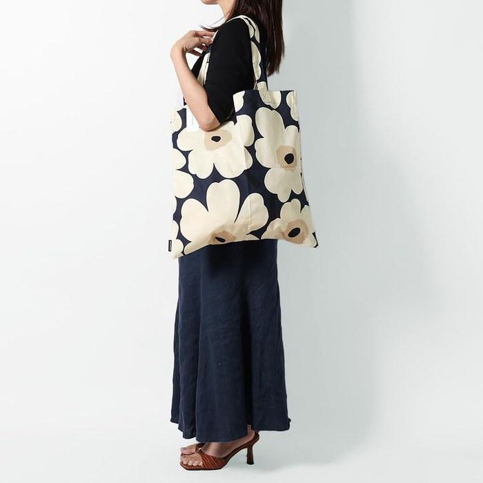 Marimekko Tote Bag Unikko 44x43cm Midnight Blue 74528 518