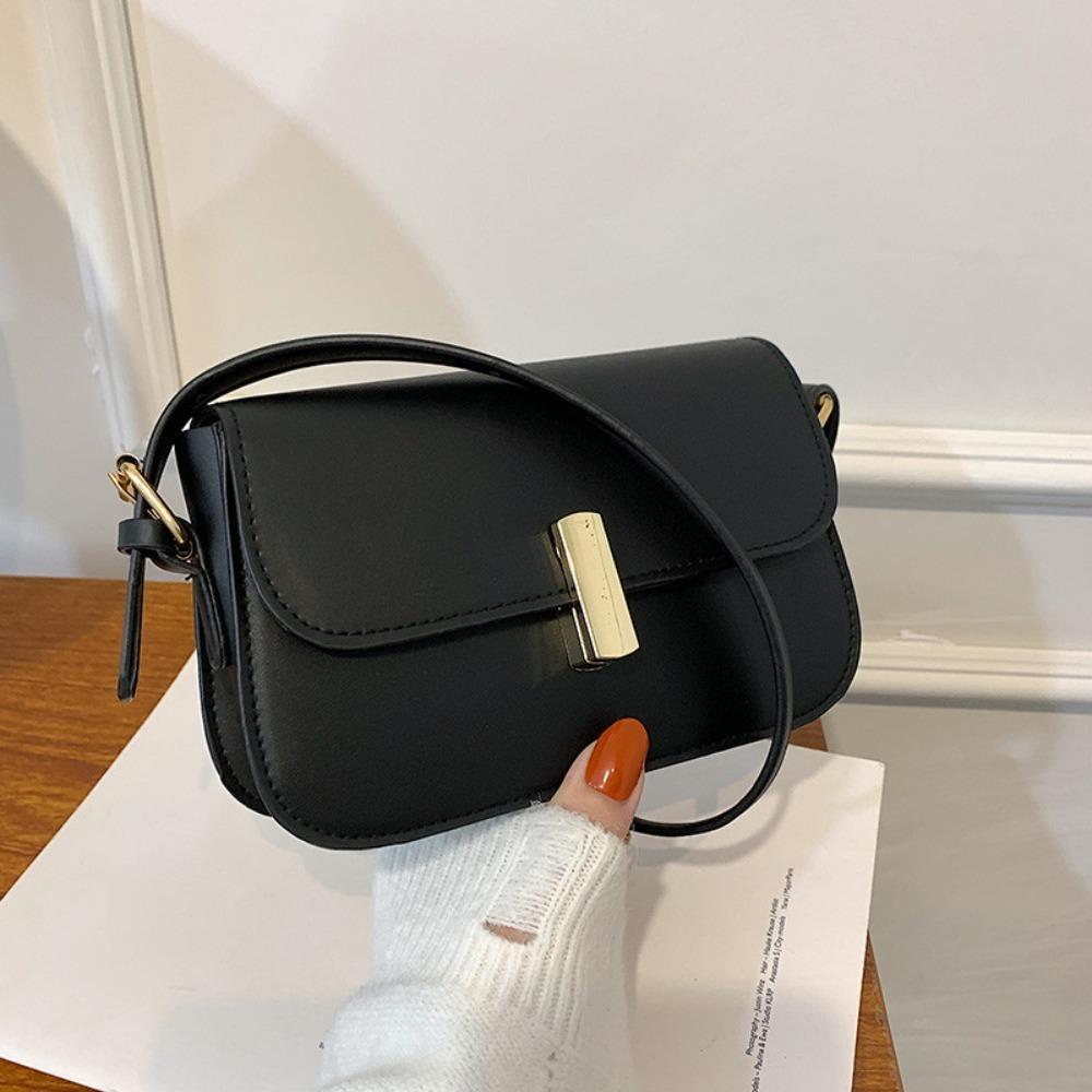 Trendy Lady Shoulder Bag PU Leather Solid Underarm Bag Daily Casual Commuting Bag Large Capacity Handbag