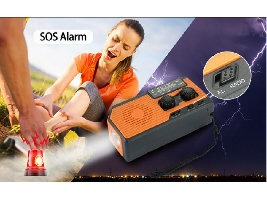 Solar Hand-Crank Emergency NOAA Radio with 5000mAh Power Bank and Battery Display