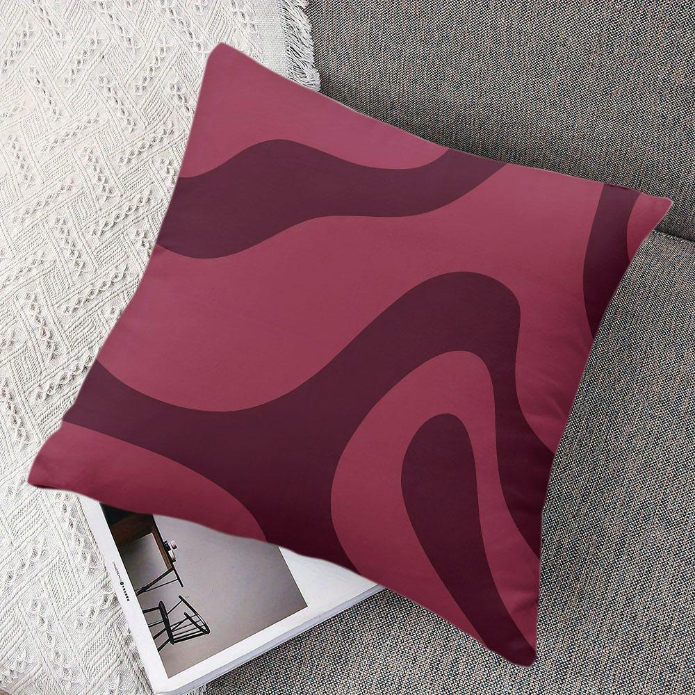 Burgundy Swirl Square Jacquard Pillow Cover for Sofa Office Waist Cushion Cover Home Decorative Pillowcase