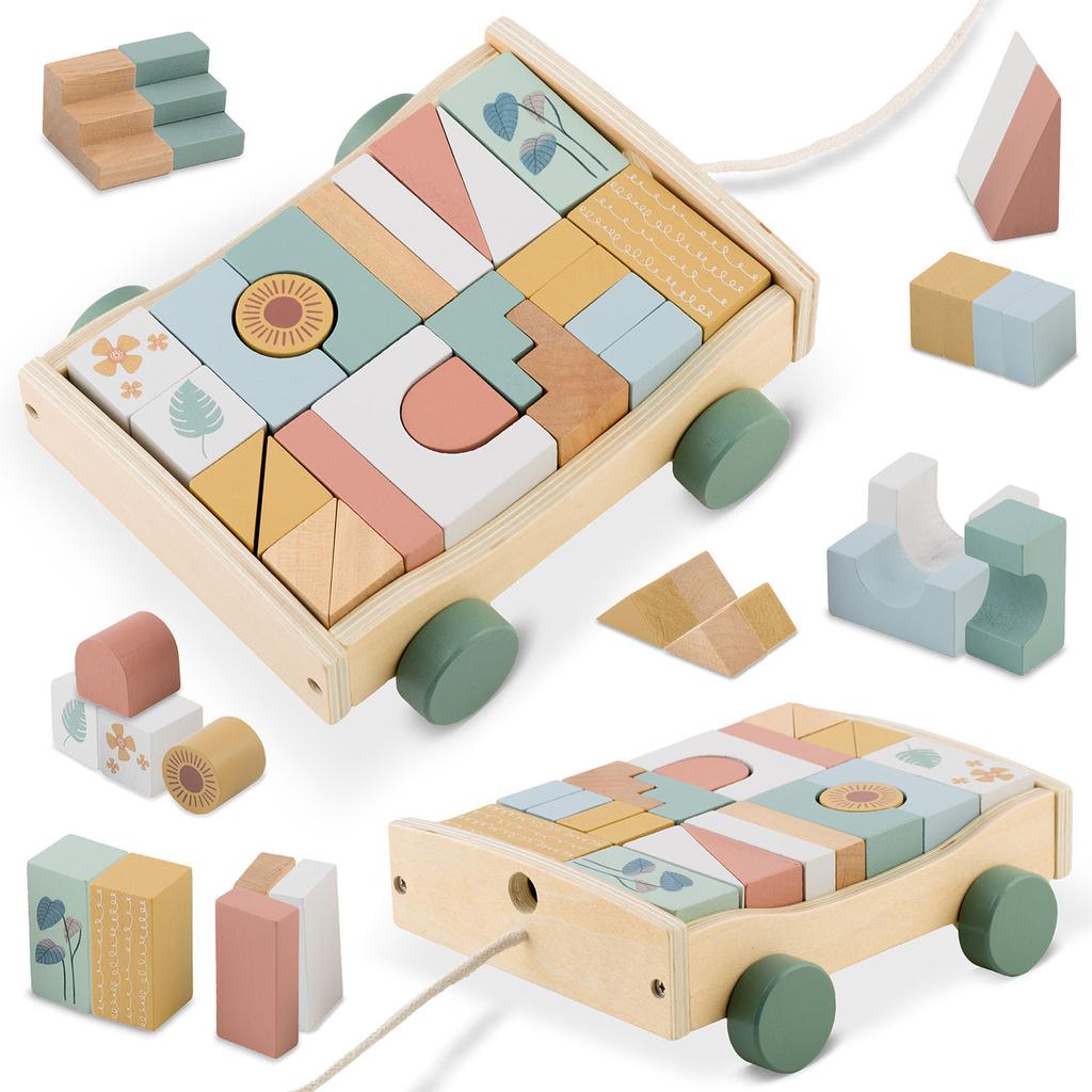 Wooden Pull Toy with Blocks NK-853 Nukido